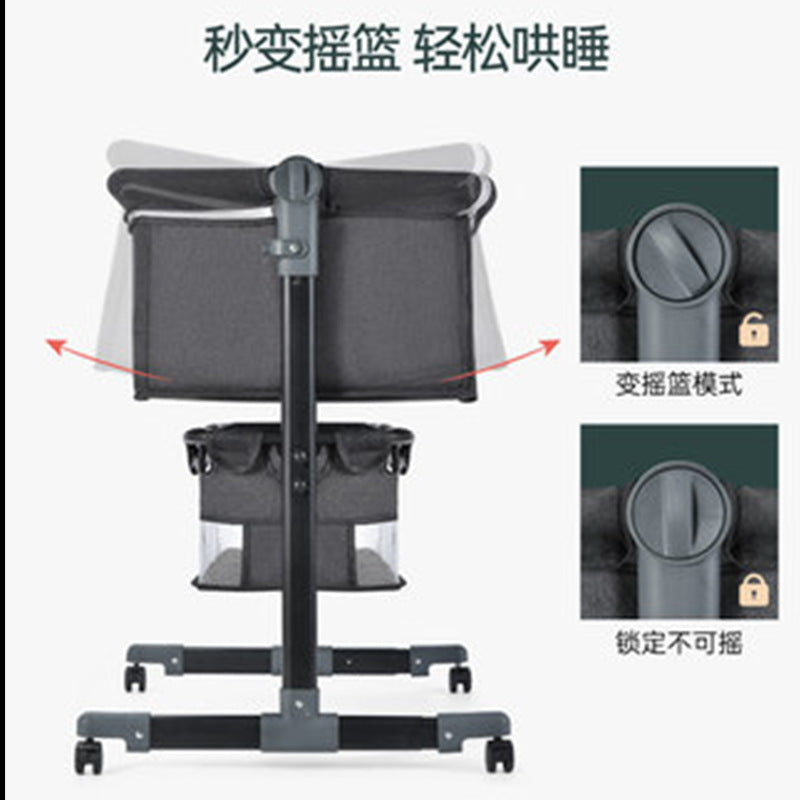 Baby crib newborn bed splicing large bed baby rocking bed bb children's bed cradle bed multifunctional movable foldable