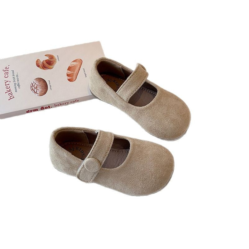 ins children's Mori small leather shoes 2025 spring and autumn new Korean version of girls soft-soled princess shoes frosted Doudou single shoes