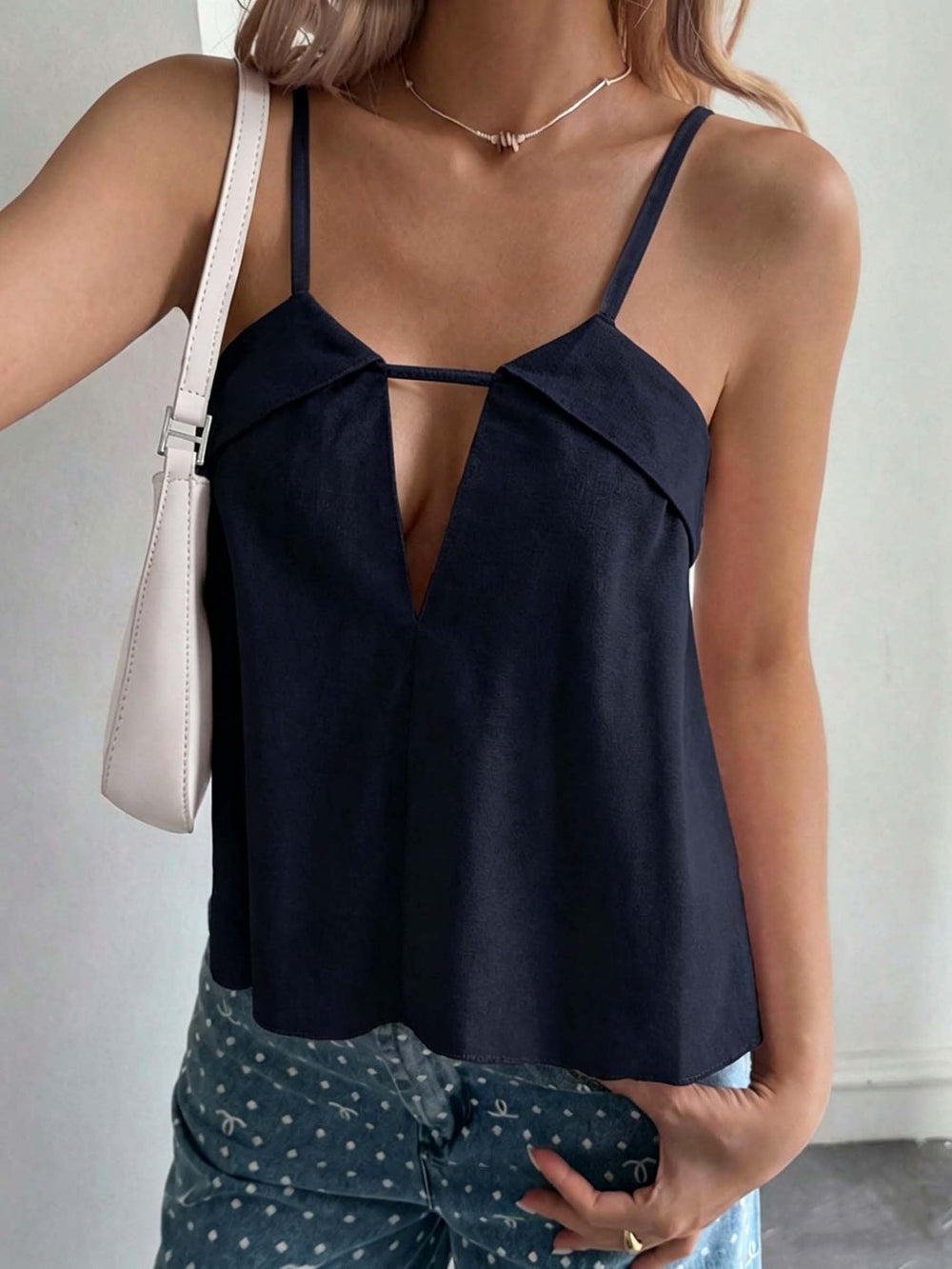 summer new arrival: hollow-out v-neck cami top - women's loose fit, slimming, outerwear, spicy girl style, base layer top