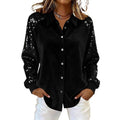 new arrival: gold velvet patchwork sequin long-sleeve shirt