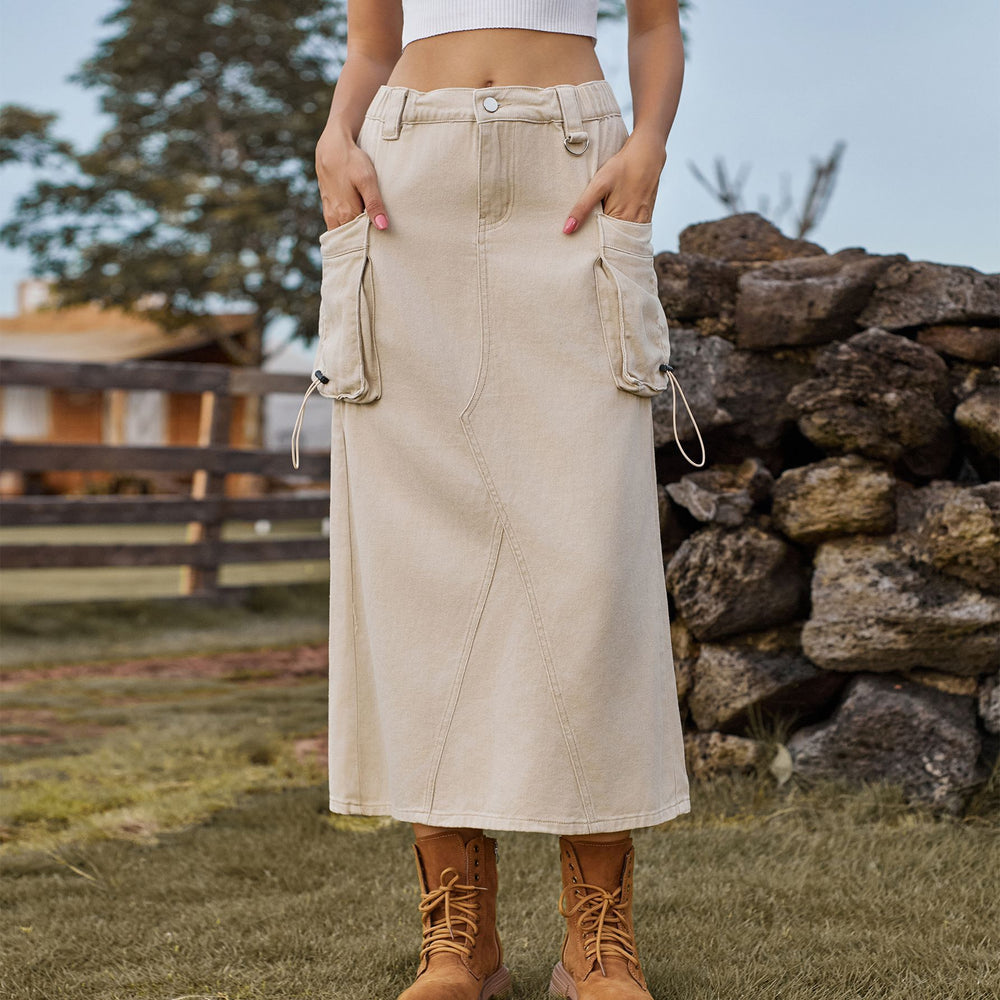 European and american cross-border e-commerce women's retro denim workwear casual midi skirt - new arrivals for  & independent stores
