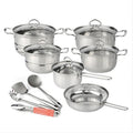 supply of stainless steel pots and pans, 18-piece set, thickened non-stick flat-bottomed frying pan, milk pot, soup pot set combination