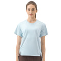 New arrivalplaid thin and breathable quick-drying yoga clothes round neck easiest for match night running reflective strips sports short-sleeved women dss059
