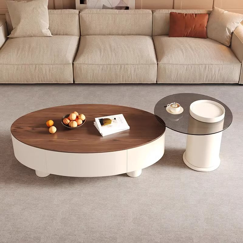 French cream style coffee table light luxury normcore living room slate coffee table modern small apartment storage scandinavian round combination