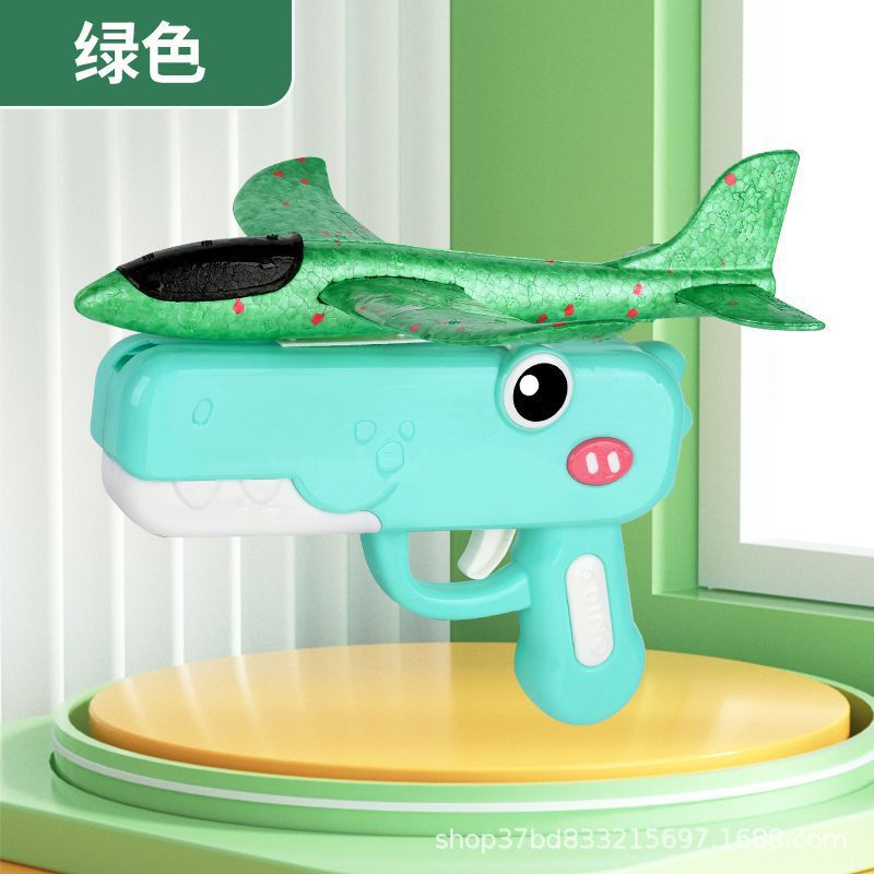 Cute dinosaur foam airplane gun outdoor drop-resistant toy hand throw glider boy girl kids ejection toy gun