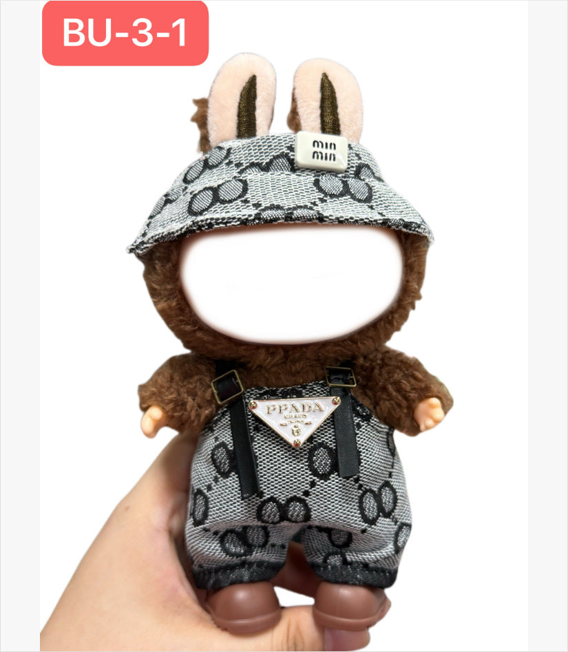 Clothes only, labubu baby clothes, 17cm, first, second and third generation neutralstuffed vinyl doll, dress-up sportswear