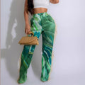 Amazon hot selling european and american women's fashion printed tassel straight-leg casual pants cross-border e-commerce women's trousers