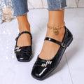 Exportplus sizespringnew arrivalmary jane shoes thick heel square toe high heels flats patent leather flats women's wholesale