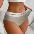 European and american cross-border exclusive: women's seamless high-waisted thong panties - color block design, ice silk nylon, high-stretch comfort