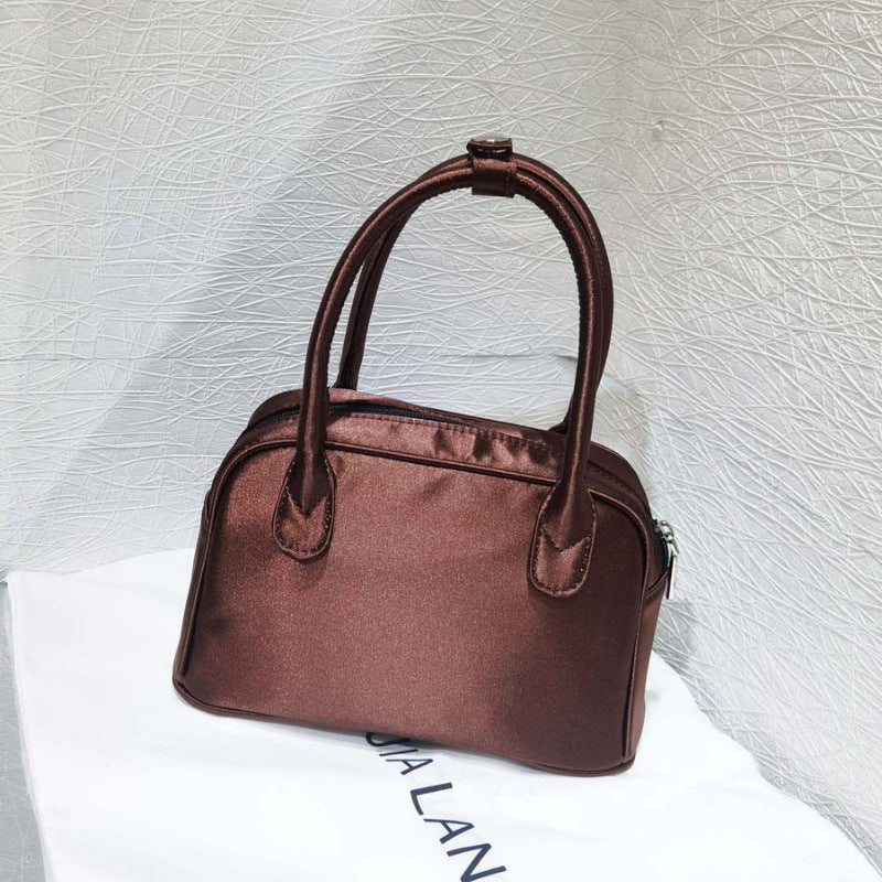 2025 new ballet style bowling bag large capacity nylon Boston handbag niche design handbag women