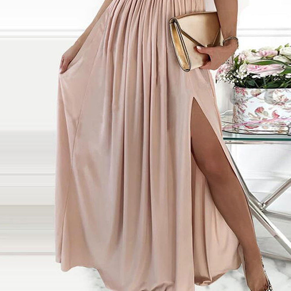 Y9338  cross-border summer new arrivals: european and american style fashionable elegant dress - sequin patchwork sleeveless gown