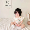 Newborn baby girl summer romper: lightweight, stylish embroidered bodysuit with short sleeves