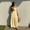 european and american cross-border yellow french style sleeveless slip dress