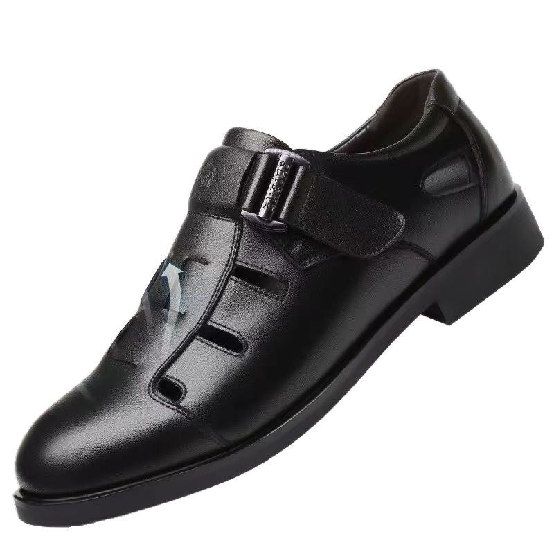New arrival business hole cool leather shoes men's casual wedding groom british sandals summer breathable youth pointed toe men's shoes