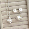 European and american cross-border french retro baroque faux pearl necklace and earring set - elegant, light luxury, high-end women's jewelry