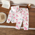 Kids' hoodie set, cross-border hot-selling cartoon animal print girls' fashion hooded sweatshirt and sweatpants set