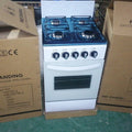 White 500mm wide four-burner gas stove with gas oven, manual ignition, export-grade, dropshipping available