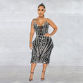 C6273   fashion women's solid color camisole sleeveless mesh rhinestone long dress