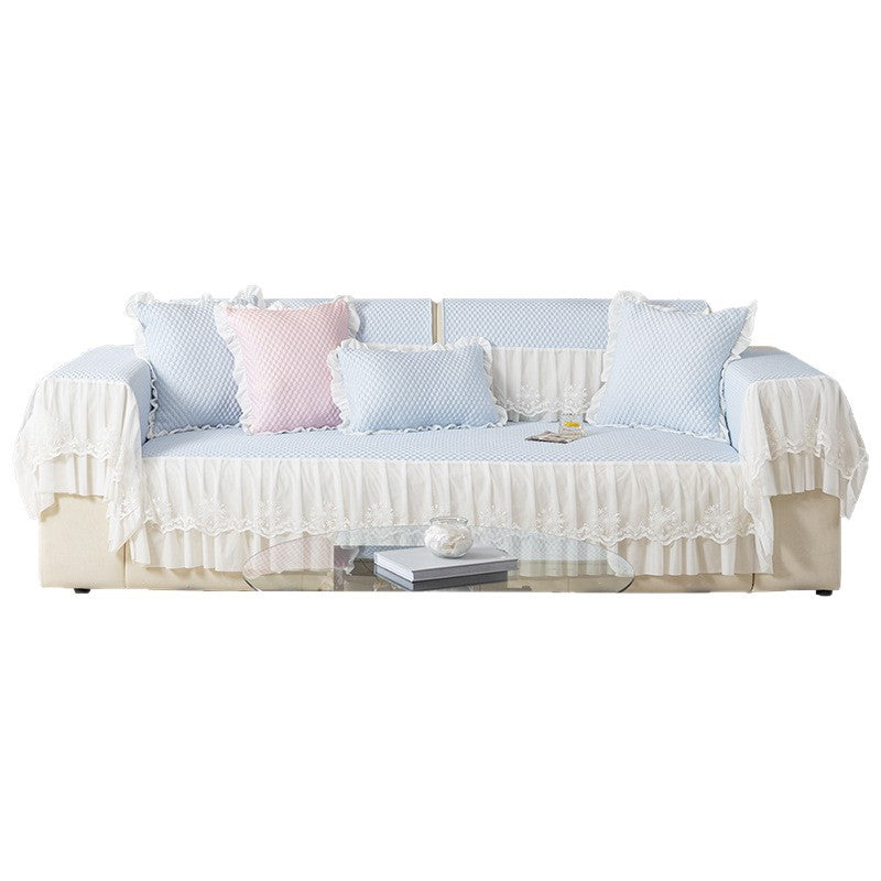 Summer ice silk bean sofa cushion light luxury lace skirt sofa cover non-slip ice mat new free shipping