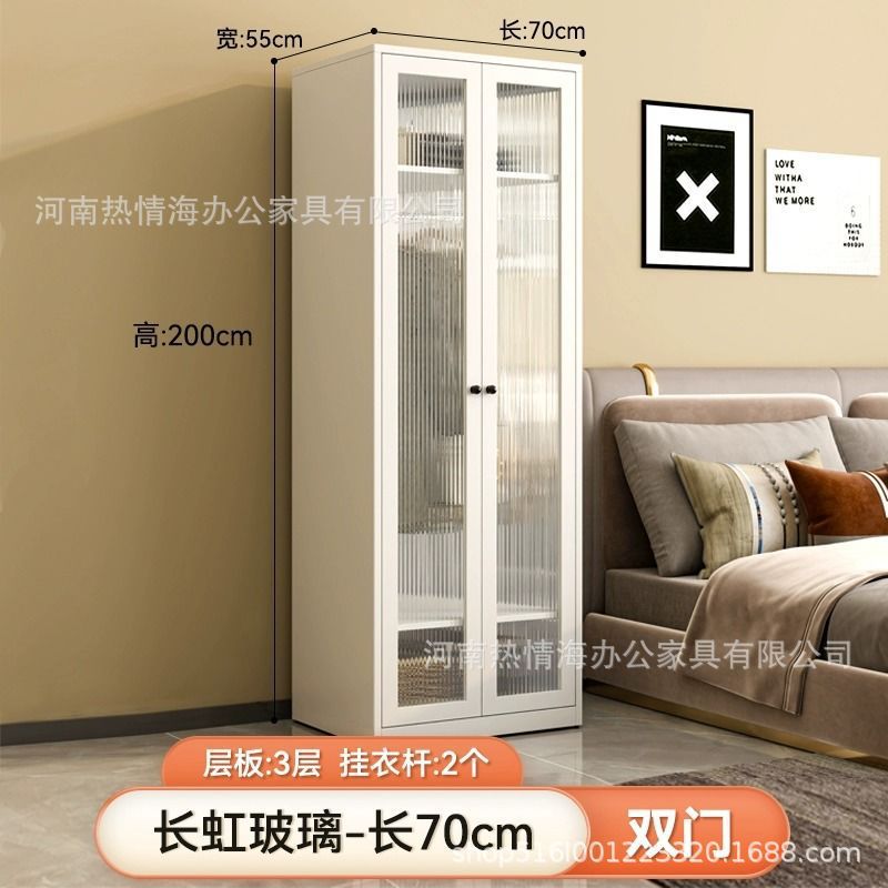 Steel wardrobe formaldehyde-free household bedroom small apartment large wardrobe metal iron storage cabinet