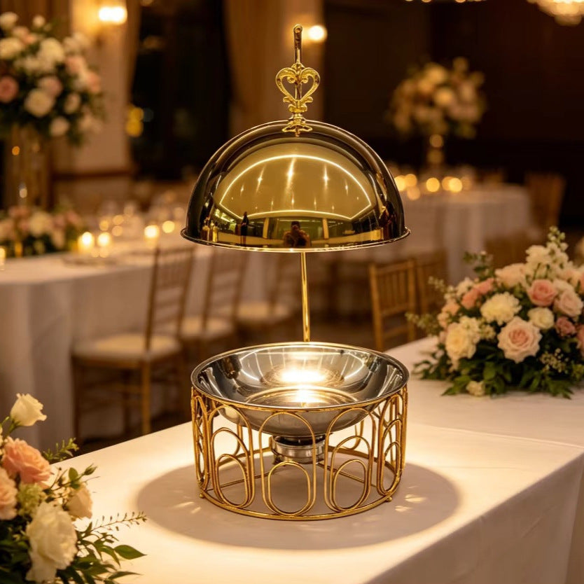 Diamond-shaped golden stainless steel buffet stove 8l hanging buffet stove for hotel restaurants