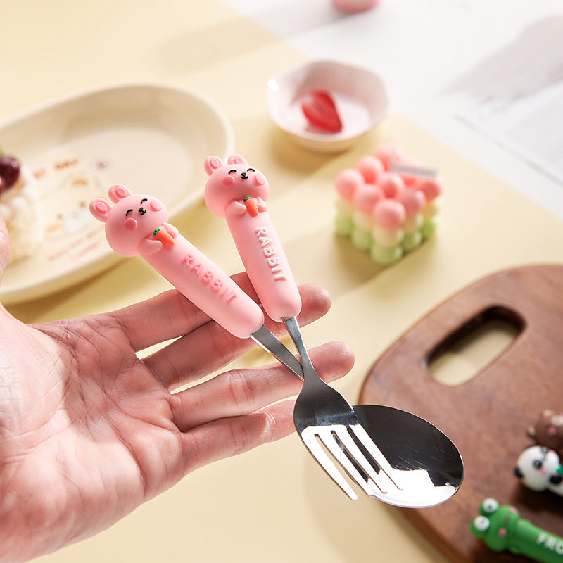 Platform-selected cartoon cutlery set: high-temperature resistant, detachable handle, cute baby forks, stylish children's dining utensils