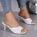 plus size high-heeled slippers for women, small fragrant style, open-toe sandals,  summer new arrival one-line thick heel sandals