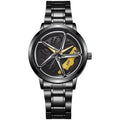 New hollow-out creative tech men's steel band watch with rotating bezel - cross-border quartz watch
