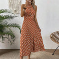 Xibo women's clothing  spring/summer fashion cross-border printed polka dot round neck maxi dress