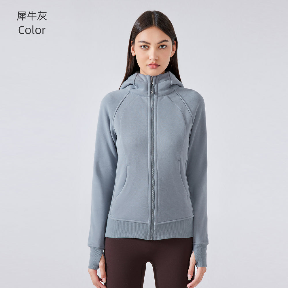 Sca new thickened warm hooded jacket women's outdoor fitness sweatshirt yoga jacket sports top dj028