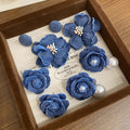 Hong kong style retro denim blue flower earrings niche style exaggerated sense of design earrings for women with square and round faces to show small faces earrings