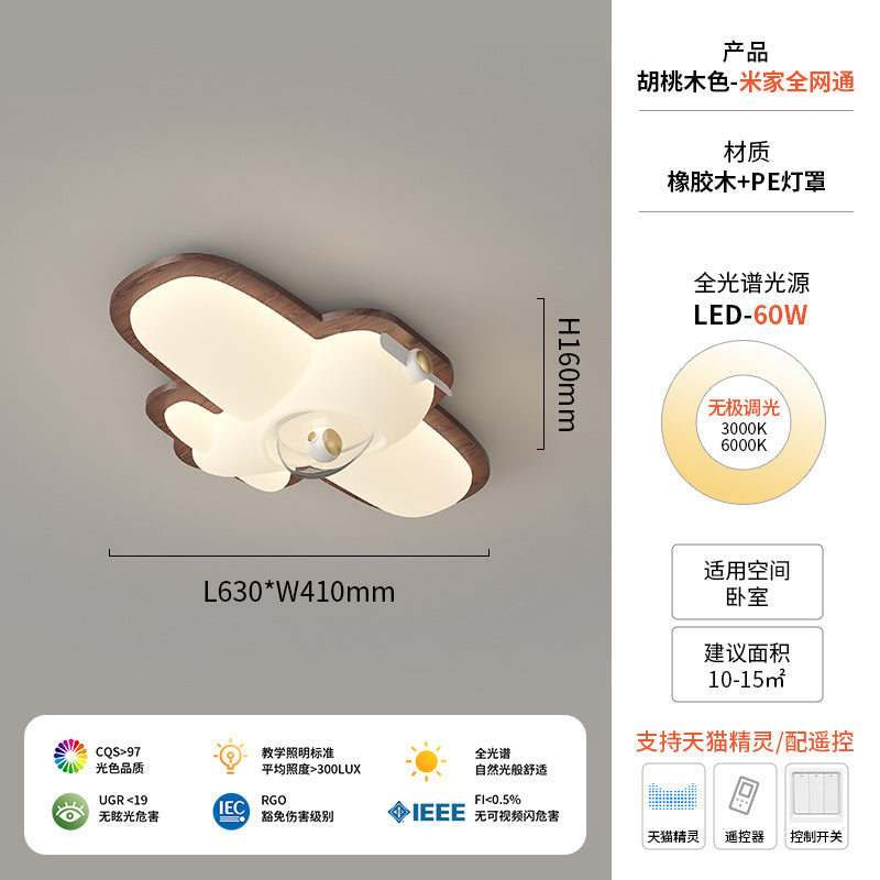 Walnut ceiling light cream antique children's room light creative modeling intelligent lighting warm bedroom light