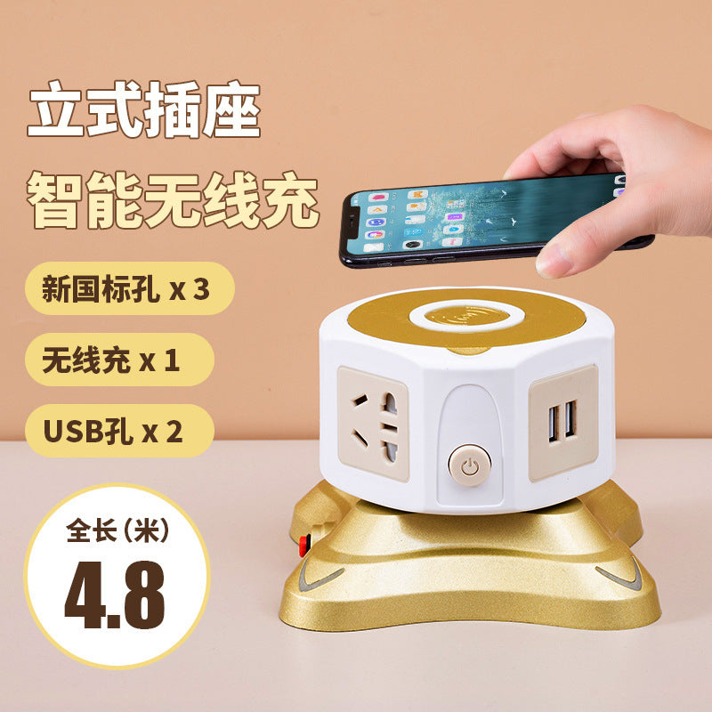 Vertical socket for home multi-function usb wireless charging plug-in tower type plug-in multi-interface stereo drag wiring board