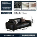 Italian minimalist genuine leather sofa, perfect for small apartments. black, top-grain cowhide, straight-row, high-end leather sofa for home living rooms