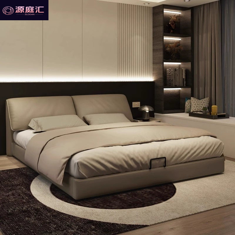 Italian normcore elephant ear bed casual creative large bed master bedroom double bed double storage wedding bed genuine leather bed