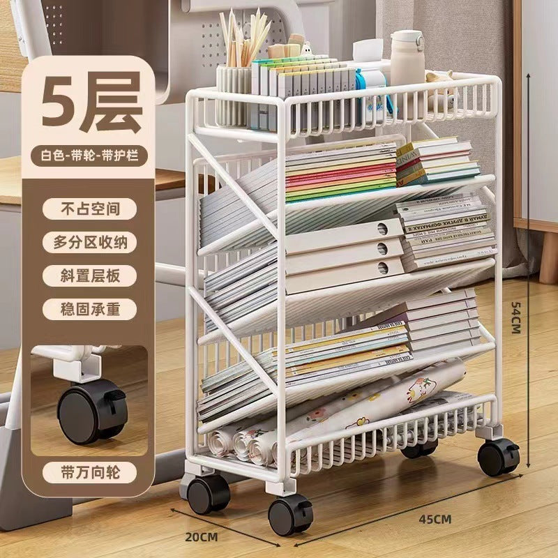 Classroom movable desktop bookshelf student textbook organizer floor storage rack children's home small bookshelf
