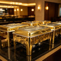 New 9l stainless steel gold glass buffet warmer with hydraulic lid for restaurant use