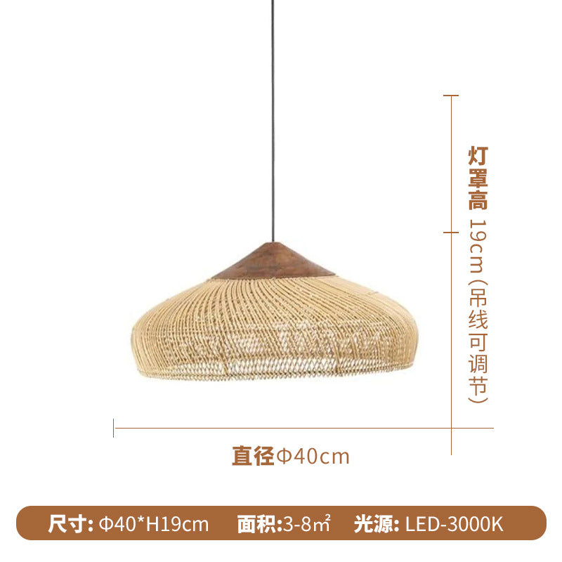 Wabi Silent Wind Retro Chandelier B & B Restaurant Tea Room Catering Clothing Store Rattan Designer Solid Wood Japanese Decorative Light