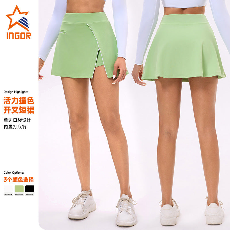 Spring/summer new anti-exposure faux two-piece sports skirt - breathable badminton/tennis skirt - fitness activewear mini skirt
