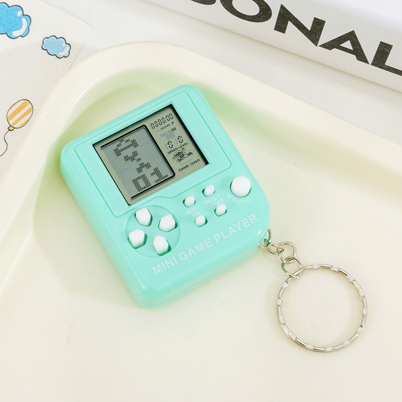 Pocket tetris game console - creative mini electronic game console keychain - nostalgic stress relief toy