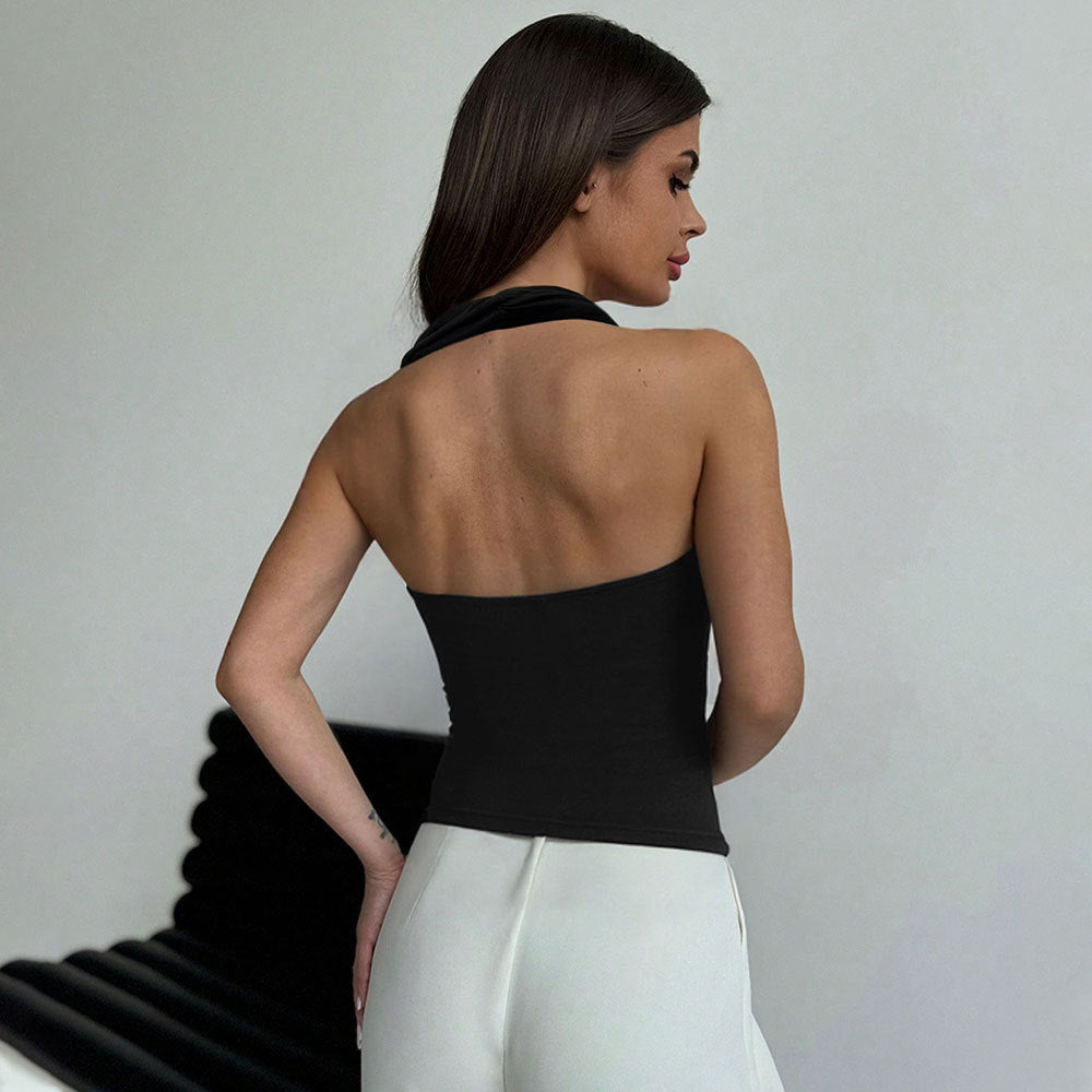Amazon cross-border women's fashion:  summer new arrivals - spicy girl style tie-back tank top, perfect for layering or wearing solo, showcases beautiful back