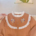 Girl pure cotton doll shirt girl fashion new arrival shirt  baby long sleeves bottomembroider round neck trendy