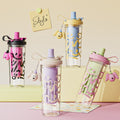 High-style summer double-walled water bottle, large capacity cartoon plastic straw cup, student and children's insulated water bottle with tea infuser, wholesale