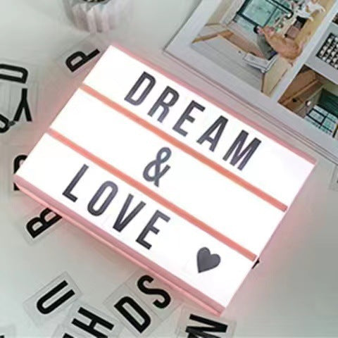 LED creative letter A4A5 light box girl room decoration lights photo props small ornament