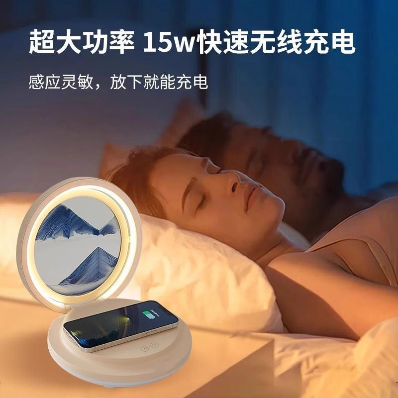 Creative quicksand painting phone charging bluetooth speaker table lamp decoration - perfect for housewarming gifts, bedroom bedside night light