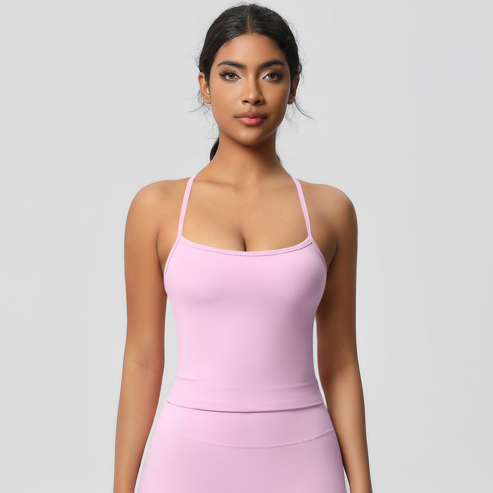 Shockproof push-up strappy back yoga bra - quick-dry, breathable, compression top - running & fitness sports tank top for women