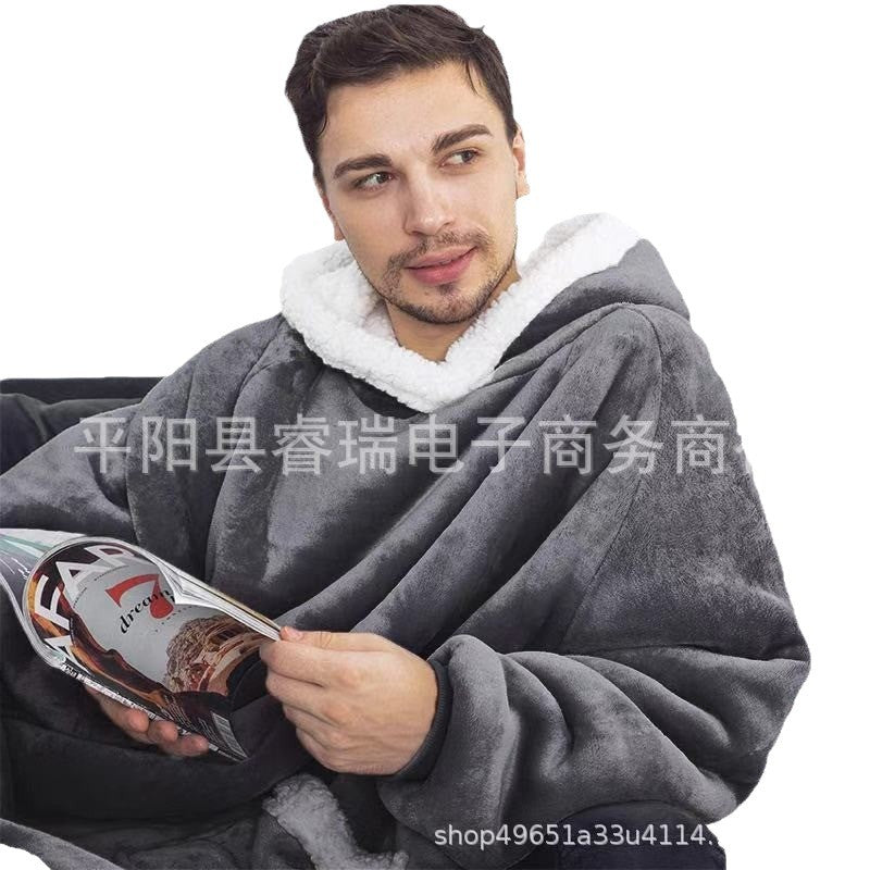 Pullover fleece pajamas heattech tv blanket outdoor cold-proof nightgown couple's outfit sweatshirt fleece heattech clothing