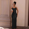 summer new european and american style camisole dress - sexy backless satin patchwork chiffon maxi evening gown
