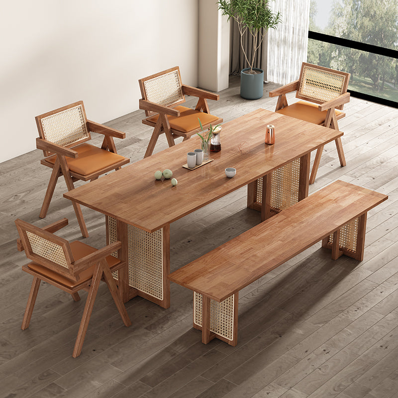 Nordic solid wood rattan dining table and chair set - compact, minimalist design for home, restaurant, or b&b - rectangular dining table