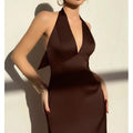 Solid color backless bowknot bodycon maxi dress, women's elegant party dress for evening events and dates